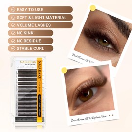NAGARAKU 4D W Eyelash Extensions Volume Premade Fans Lashes Faux Mink Light Soft Cluster Easy Fanning yy Eyelashes Pestañas Volume 12 Rows for Beauty Salon - 0.07mm C Curl 8-12mm Mix, Dark Brown