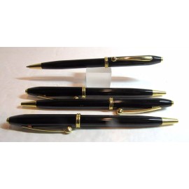 TERZETTI Set of 4 TERZETTI Centura Model Metal Click Top Slim Black/GT Ballpoint Pen