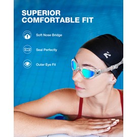 ZIONOR G1 Lite Swim Goggles with Swim Cap Comfortable Anti-fog Swimming Goggles Cap Set for Adult Men Women