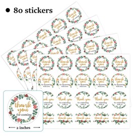 Cgvovgr 80 Pcs Floral Bliss Thank You Stickers - Exquisite Bridal Shower Design - Rose Petal Wedding Favor Labels for Gift Wrap