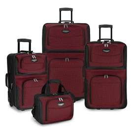 Travel Select Amsterdam Expandable Rolling Upright Luggage Red 4-Piece Set