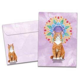 Tree-Free Greetings Just Because Greeting Card with Matching Envelope, Eco Friendly, Made in USA, 100% Recycled Paper, 5 x 7, Good Vibes Cat (GO69181)