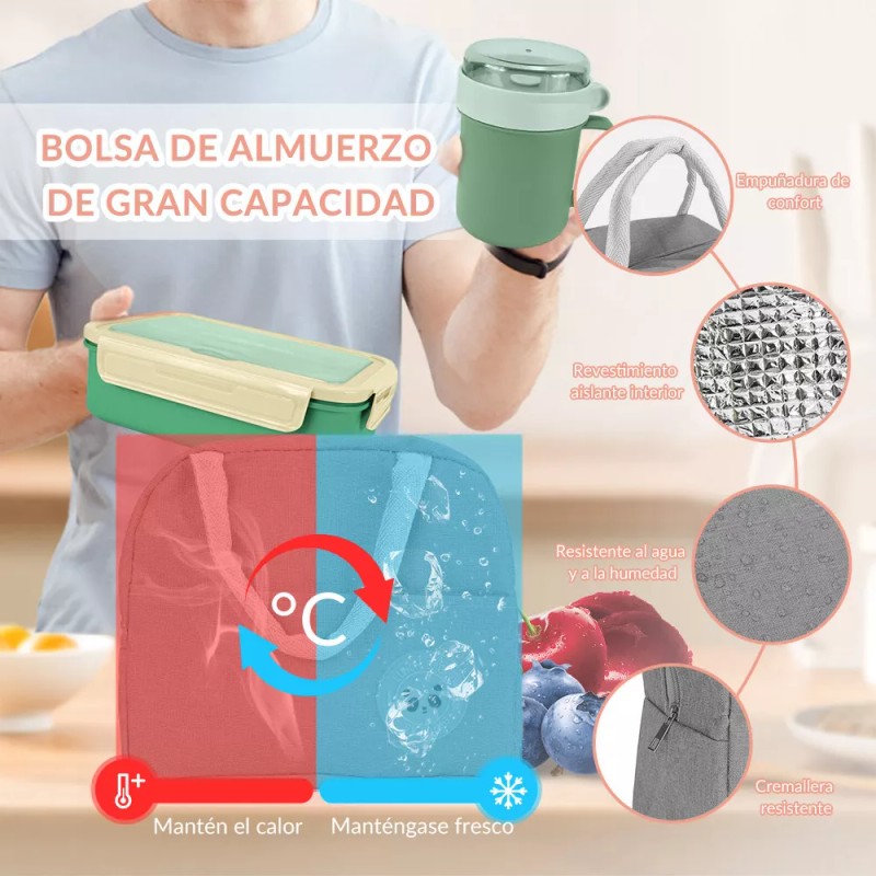 Nasjac Lonchera Fiambrera Portátil Lunch Box Gran Capacidad 1400ml