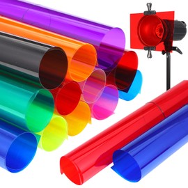 12 Pcs Colored Gel Light Filter Transparent Color Film Overlays Correction Lighting Filters for Christmas Landscape LED Light Reading Photo Studio Headlight Film (Colorful,16 x 20)