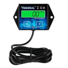Yooreal Digital Backlight Tachometer Hour Meter,Resettable Hours,Replaceable Battery Engine for Lawn Mower Generator Chainsaw Outboard Motor Snowblower Gas Powered Equipment (YR-HM011G)