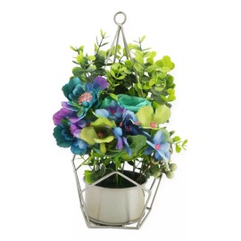 Idecor Arreglo Floral Vintage Rosas Y Follaje Colgante Herrería !!