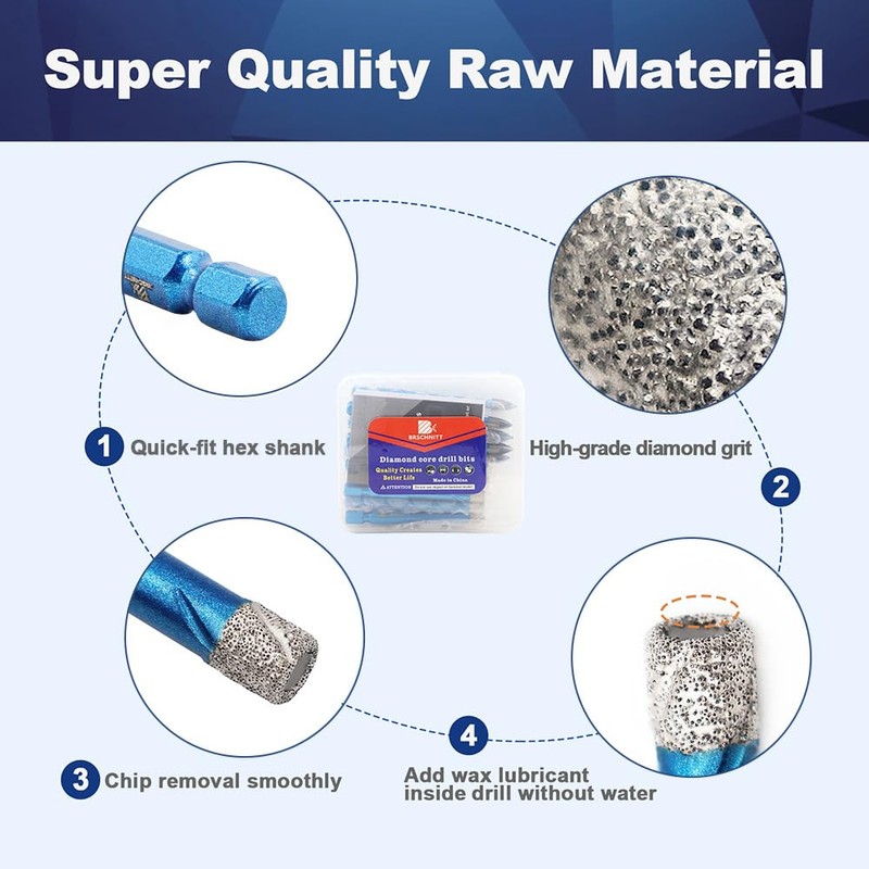 Diamond Drill Bit - BRSCHNITT 10pcs Masonry Drill Bits Set