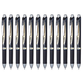 EnerGel Permanent Retractable Rollerball, 0.5mm, Blue ink, 1 Pack of 12 pens