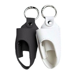 MIXNEX Leather-Look Inhaler Holder Keychain – 2-Pack Travel Pouch for Metered-Dose & Rescue Spray, Snap Closure + Split Ring, Fits Adults & Kids – Black & White