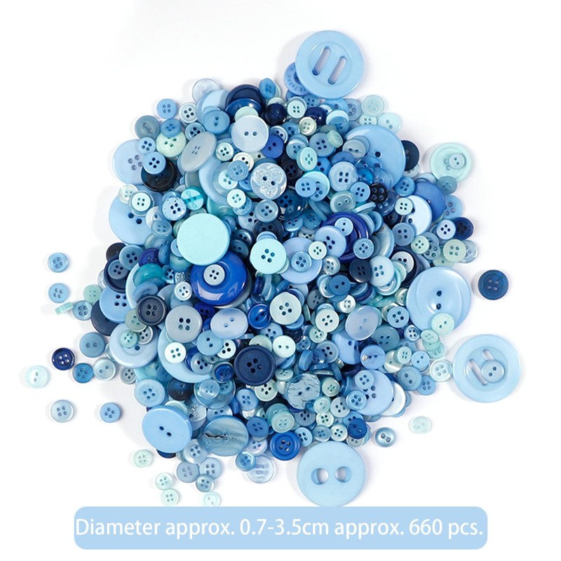 660 PCS Round Blue Button Resin Sewing Buttons Round Mixed