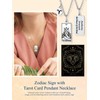 Suplight Tarot Card Necklace Horoscope Chain Stainless Steel Lucky Rectangle