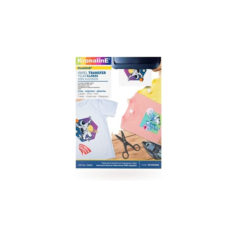 Papel Transfer Para Telas Claras (Paquete Con 10 Hojas Tamaño