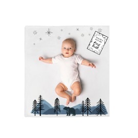 Henry Hunter Baby Milestone Blanket for Baby Monthly Milestone with Frame & Memory Cards | Photography Milestone Blanket for Baby Boy | Premium Cotton Fleece | 30" x 40", Mountain Bear