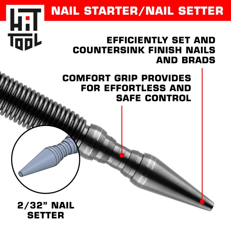 HIT Tools Dual-Tip Nail Starter & 2/32" Nail Setter –