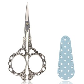 BIHRTC 4.5inch Scissors with Leather Case Plum Blossom Scissors Small Sharp Tip Stainless Steel Craft Scissor Scissors Shear for Office Home Sewing Supplies Cross Stitch Needlework DIY