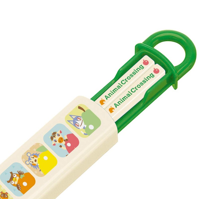 Skater ABS2AMAG-A Children's Antibacterial Slide Chopsticks Case Set, Animal Crossing,