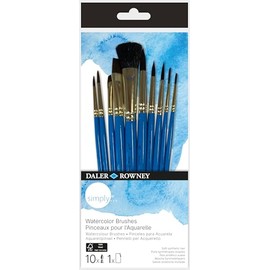 Daler-Rowney Simply Aquarellpinsel, weiches Kunsthaar, kurzer Griff, Sortiment mit 10 Pinseln