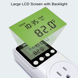 SENSTREE - Termóstato con temporizador, driver de temperatura diurna y nocturna, función de reloj, temporizador de toma de corriente con función de retroiluminación de visualización LCD, 110 V 15 A