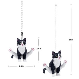 Dotlite Cat Ceiling Fan Pull Chain,Cute Realistic Gym Cat Fan String Pulls Charm Extension Decorative,12in 3mm Diameter Beaded Fan Light Pull Chains Extender Ornaments with Connector for Kids Room