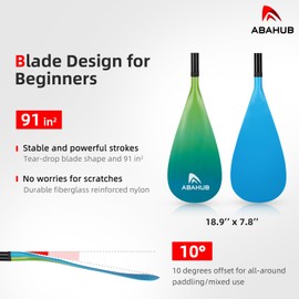 Abahub 3-Piece Stand up Paddles, Lightweight Paddleboard Paddle Oars for Paddleboard, Adjustable Aluminum Alloy Shaft 68" - 84", Gradient Blue Print Plastic Nylon Blade