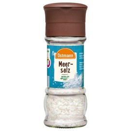 Ostmann Spices - Coarse Sea Salt in the Mill | Refillable Salt Mill for Seasoning at Table | 130 g in Glass