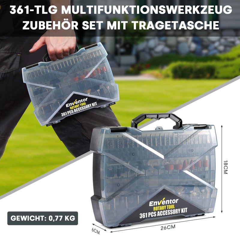 Enventor Multifunctional Tool Accessory Set, 361-Piece Universal Rotary Tool Set