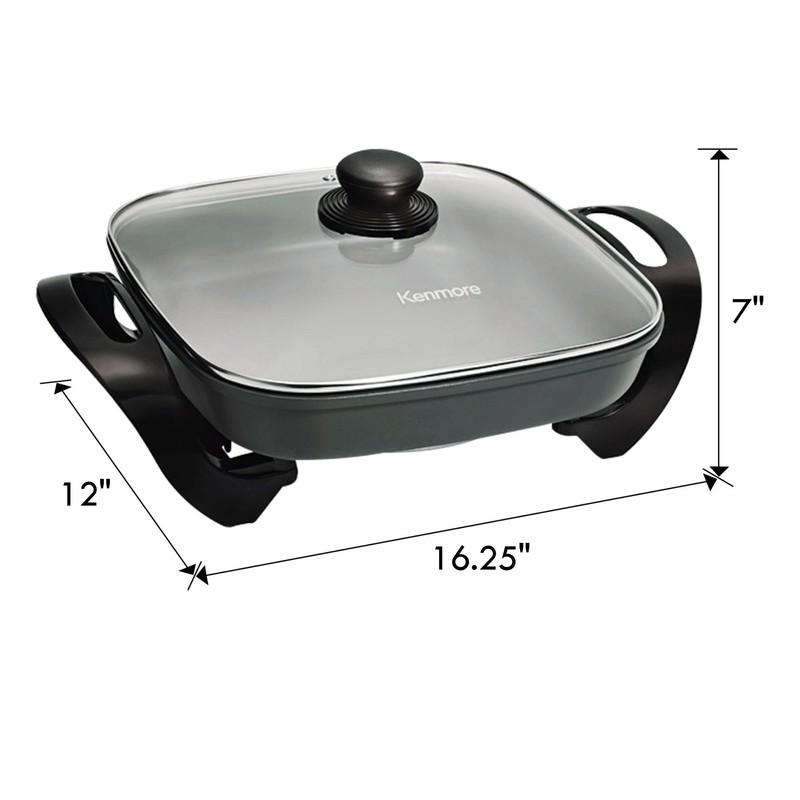 Kenmore Electric Skillet NonStick Glass Lid Adjustable Temp Control 12x12"