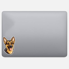 Cute Cartoon German Shepherd Dog Lover Vinyl Decal – Unique 5-Inch Waterproof Sticker for Cars, Bikes, SUVs, Trucks, Helmets, Laptops, Water Bottles, Notebooks, Windows, Guitars, Skateboard
