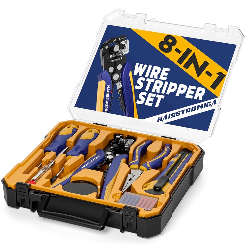 haisstronica 8 IN 1 Self-Adjusting Wire Stripper Household Tool Kit,
