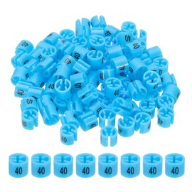 PATIKIL 100 Pcs Clothes Hanger Markers Number 40 Tags Fit 3mm Rod Garment Size Tag Hanger Clips Round Color Coding Label for Clothing Hangers, Blue