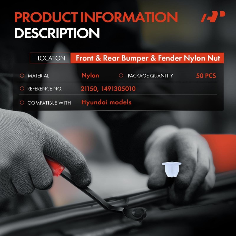 A-Premium 50PCS Nylon Front & Rear Bumper & Fender Nut