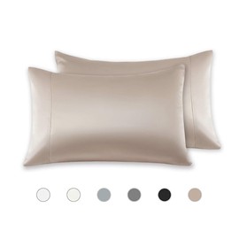MEILA Silky Satin Pillowcase for Hair and Skin, Ultra-Soft Washed Silk Pillow Cases Set of 2 (King, Taupe)