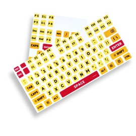 Large Print Computer Keyboard Sticker, High Contrast Keyboard Sticker with Oversized Print Letters for Visually Impaired Low Vision Individuals (Yellow+Black), Extra Large Symbols