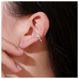 Inilbran Boho Crystal Leaf Earrings Gold Wrap Hoop Stud Earrings Vintage CZ Crystal Earrings Bridal Rhinestones Hoop Climber Earrings Jewelry for Women and Girls