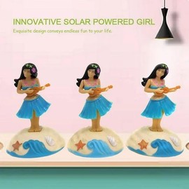 Blue Solar Dancing Hula Girl, Solar Powered Dancing Figures Decoration, Car Dashboard Decoration, Shaking Head Figure Interior Decoration Desktop Ornaments,Solar Power Kits