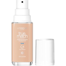 L'Oreal Paris True Match Super-Blendable Foundation, Medium Coverage Liquid Foundation Makeup with SPF 17, C4, Light Medium, 1 Fl Oz