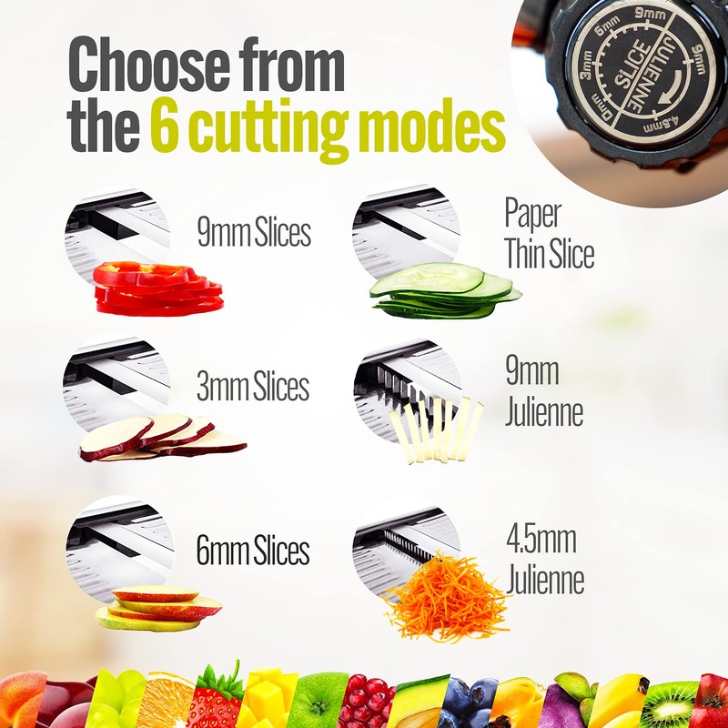Stainless Steel Mandoline Slicer for Kitchen – 6-Setting Adjustable, 16.5