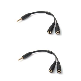 Gatuida 2pcs Stereo Audio y Splitter Adapter Cable for Headphones and Microphone Dual Female Jack Compatible Mobile Devices and Laptops Compact Design for Portability