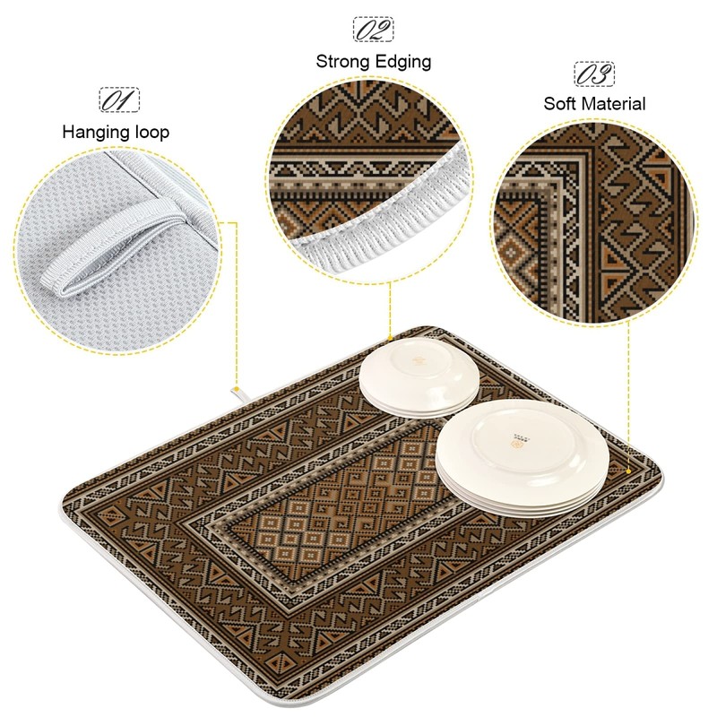 ElliTarr Dish Drying Mat for Kitchen Counter, Microfiber Absorbent Dish