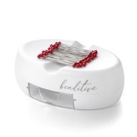 Beaditive Magnetic Pin Cushion with Drawer - Strong Magnet Pin Holder Cushions for Sewing - 50 Glass Head Quilting Pins Included - Chic Pincushion Caddy for Sewing Pins, Paper Clips (White)
