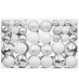 100ct Assorted Christmas Ball Ornaments Set,Shatterproof Seasonal Christmas Tree Decorations with Reusable Gift Package for Xmas Holiday Wedding Party and Home Decor(Silver)