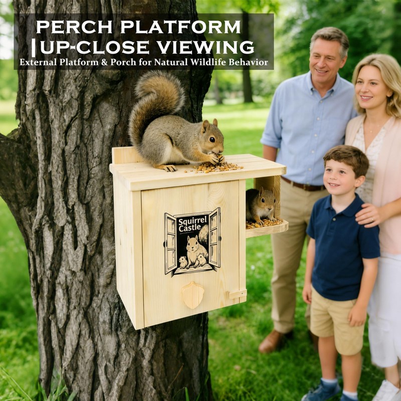 Firmlly Extra Large Outdoor Squirrel House, Wooden Nesting Box