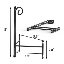 HEMYLU Display Stand for Plate, Foldable Metal Plate Stand for Table, Decorative Easel Holder for Picture Frames, Photos, Wedding Cards, Sign Posters, Cavas, 8-inch Black