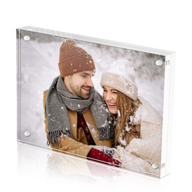 McBlancok Double Sided Picture Frame 4x6,Replace Family Glass Photo Frame for Lovely Baby,Dog and Cat Memorial (10mm +10mm thick Vertical/Horizontal Display Frame)
