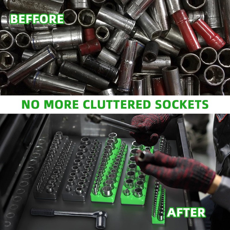 Magnetic Socket Organizer Holder Set For Tool Box Drawer, Toolbox
