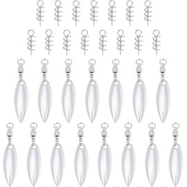 OKKRMGZ 15Pcs Spinner Blades and Tail Spin Blade Supplies for Fishing Lures Willow Leaf Spinners Spinnerbaits for Bass and Trout Mini Lure Making Kit with Small Baits Swivels and Bulk Blade Bait Parts