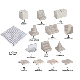 Monster Adventure Terrain- 141pc Paintable Cavern Set w Baseplate- Fully Modular and Stackable 3-D Tabletop World Builder Compatible with DND Dungeons Dragons