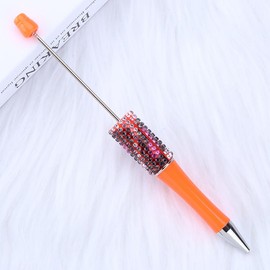 7 Pens Rhinestone Beadable Pens WHOLESALE BULK Beaded Ballpoint Pen 1.0mm Medium Suitable for DIY with Beads and Focals Ships from California:_57 Neon Orange 1E_7 PCS