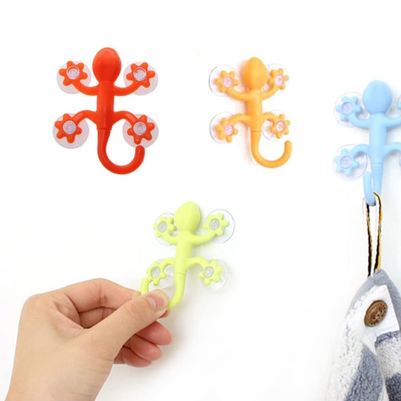 Gecko Hooks Powerful Four Suction Cups Hook Wall Hanger Decoration