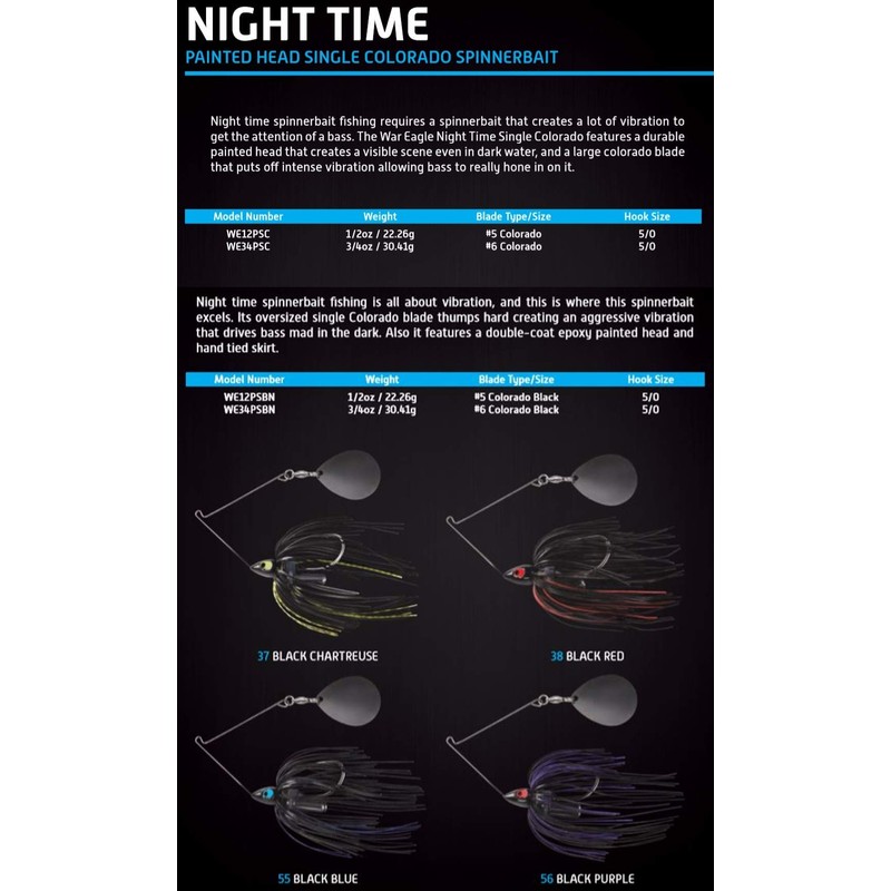 War Eagle WE34PSC37 War 3/4 Night Time Cha Artificial Fishing